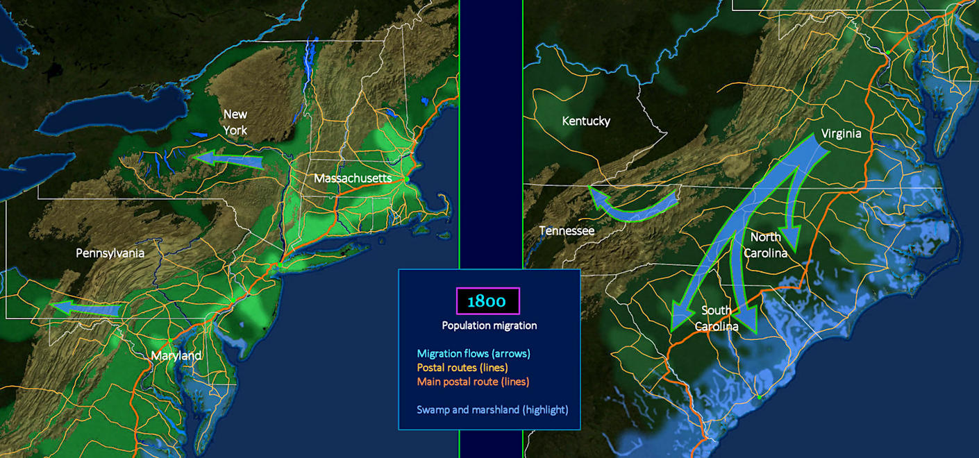 Population migration, 1800 maps